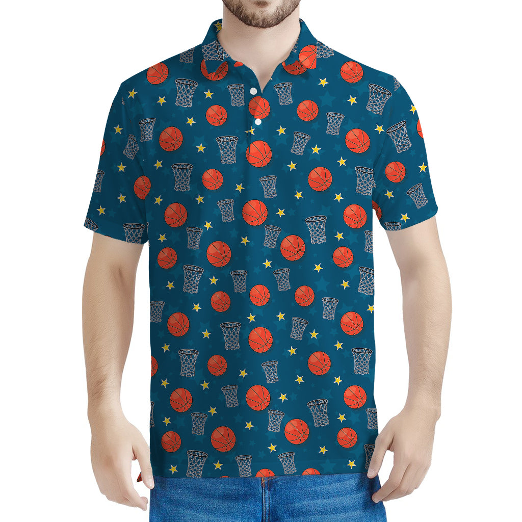 Basketball Theme Pattern Print Men's Polo Shirt