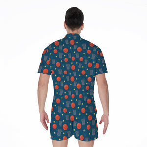 Basketball Theme Pattern Print Men's Rompers