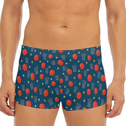 Basketball Theme Pattern Print Men's Short Boxer Briefs