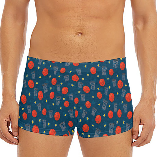 Basketball Theme Pattern Print Men's Short Boxer Briefs