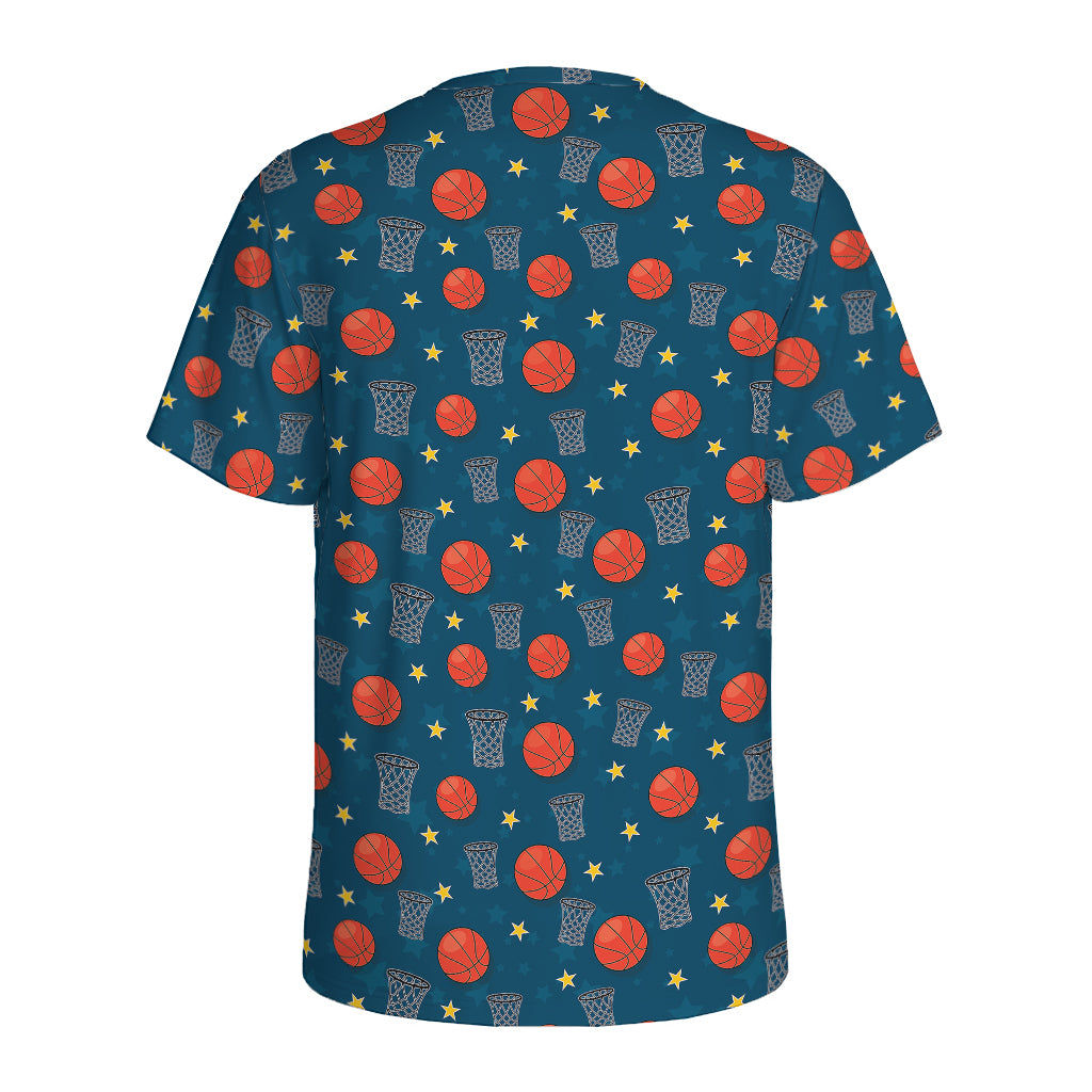 Basketball Theme Pattern Print Men's Sports T-Shirt