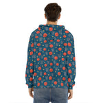 Basketball Theme Pattern Print Men's Velvet Pullover Hoodie