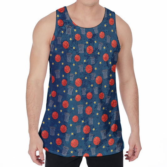Basketball Theme Pattern Print Men's Velvet Tank Top