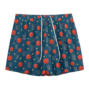 Basketball Theme Pattern Print Mesh Shorts