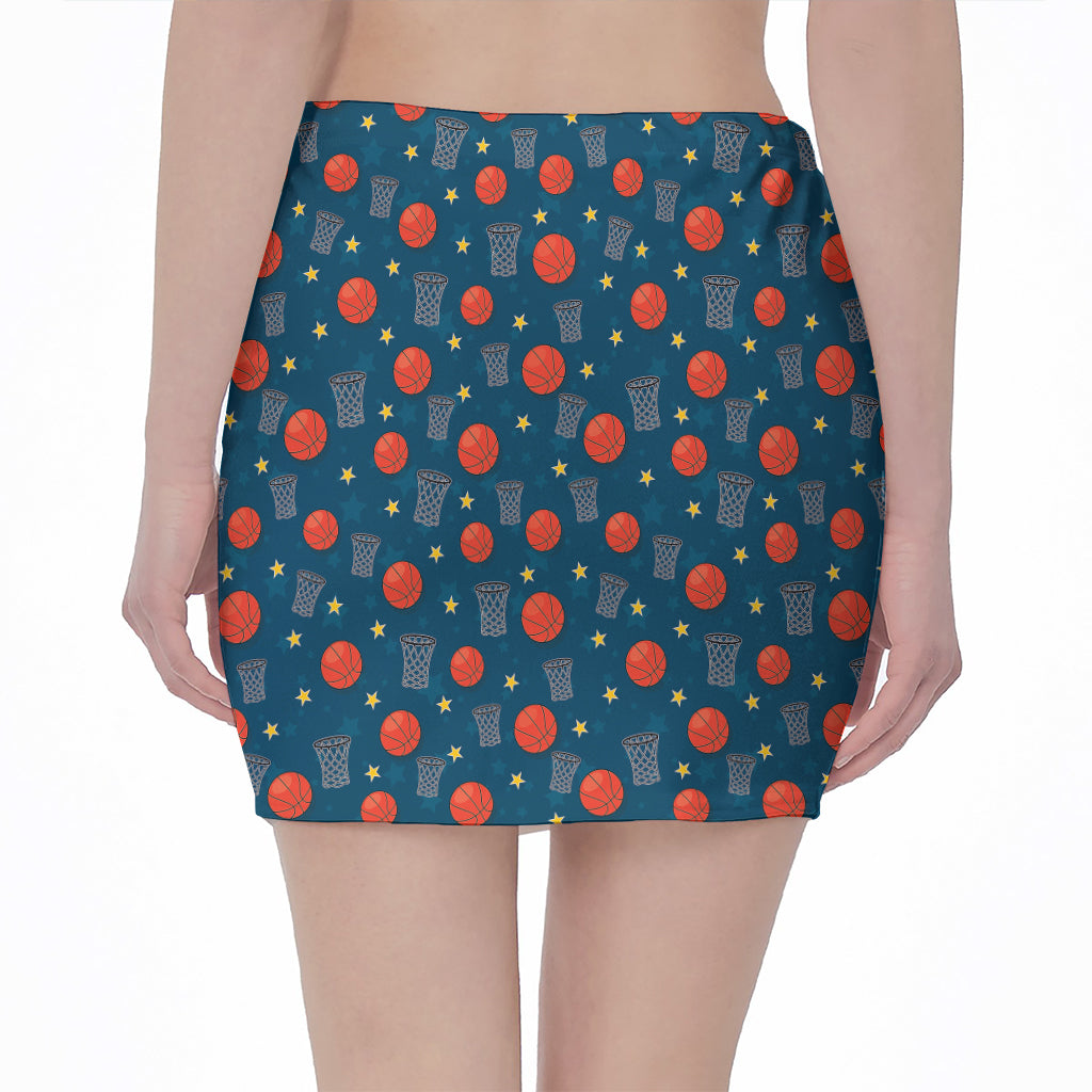 Basketball Theme Pattern Print Pencil Mini Skirt