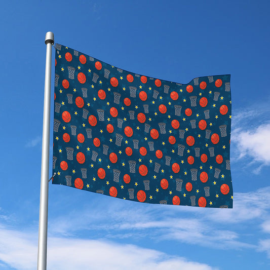 Basketball Theme Pattern Print Polyester Flag