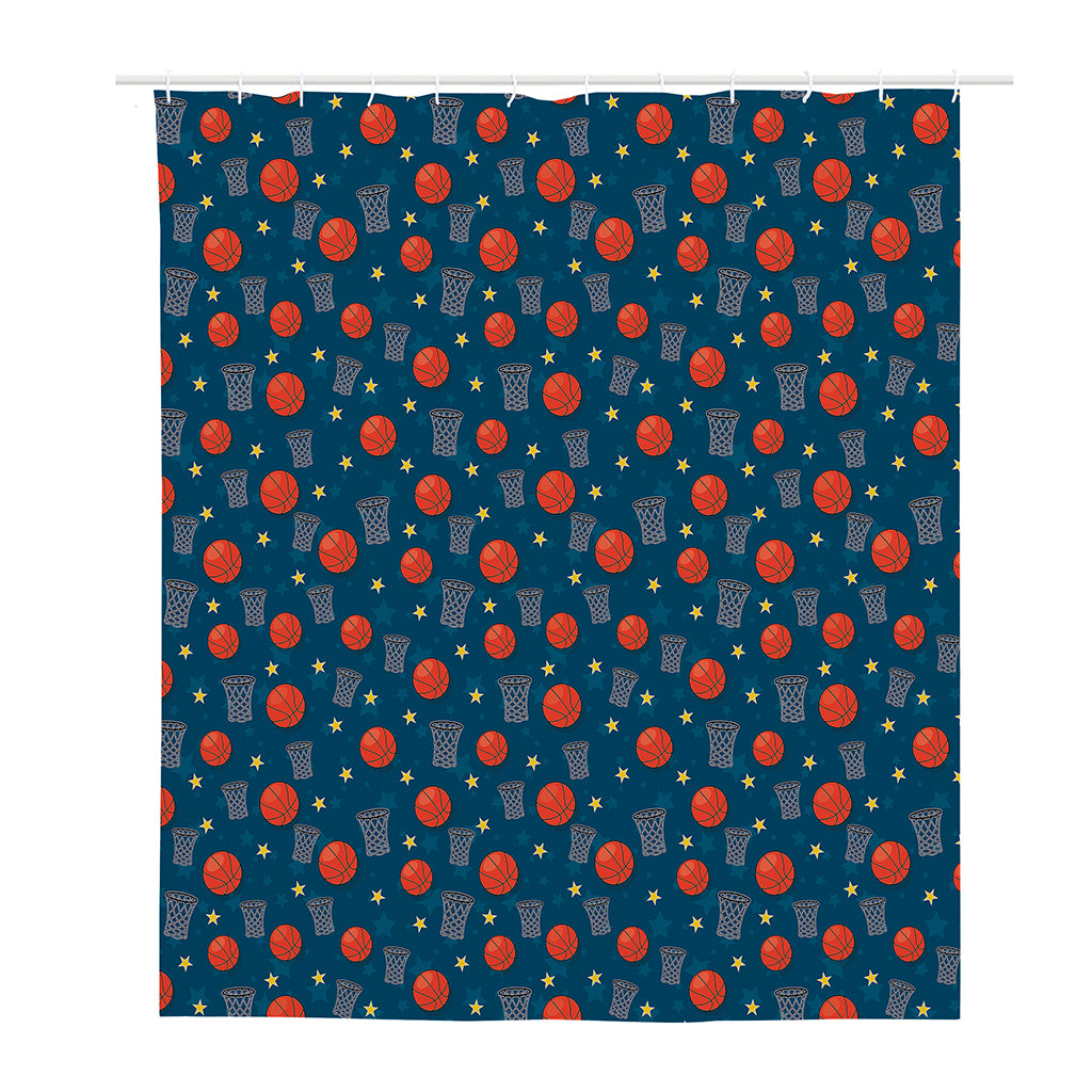 Basketball Theme Pattern Print Polyester Shower Curtain