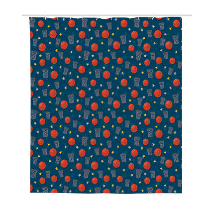 Basketball Theme Pattern Print Polyester Shower Curtain