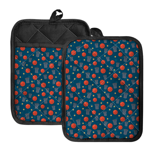 Basketball Theme Pattern Print Pot Holders With Pocket