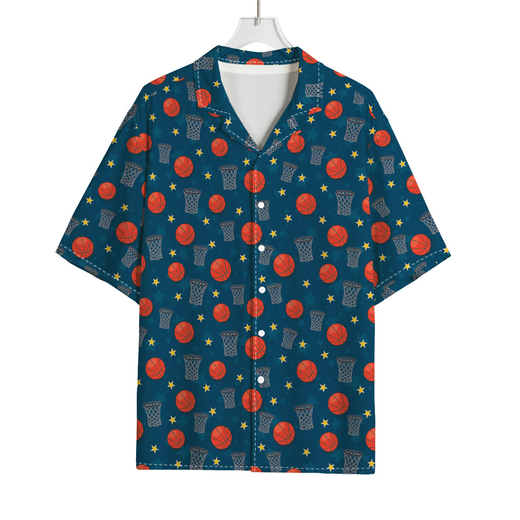 Basketball Theme Pattern Print Rayon Hawaiian Shirt