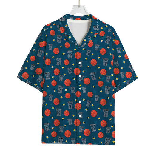 Basketball Theme Pattern Print Rayon Hawaiian Shirt