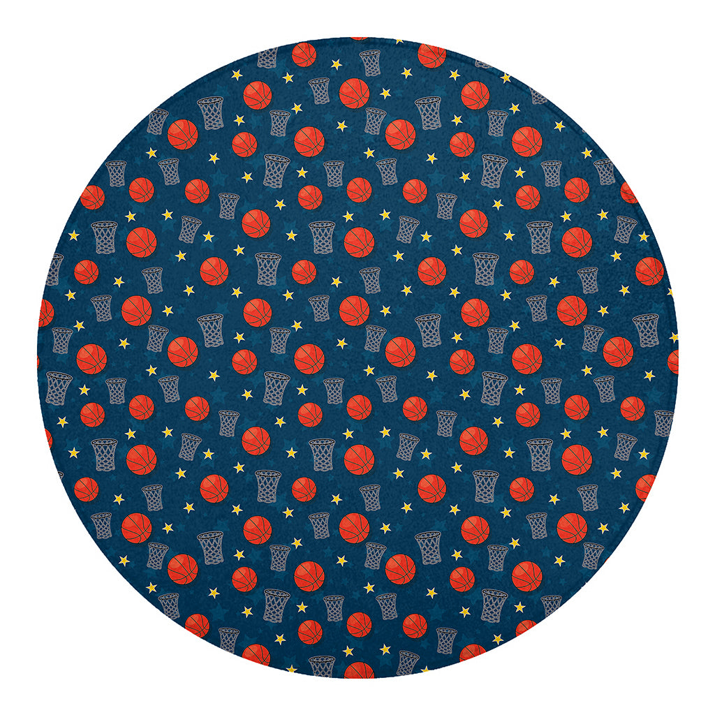 Basketball Theme Pattern Print Round Blanket