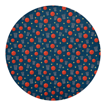 Basketball Theme Pattern Print Round Blanket