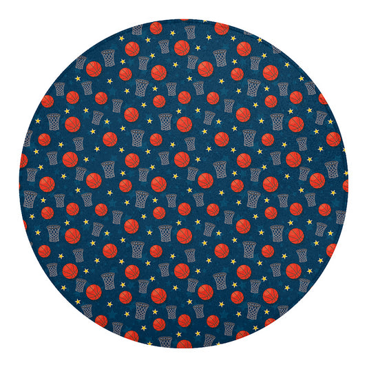 Basketball Theme Pattern Print Round Blanket