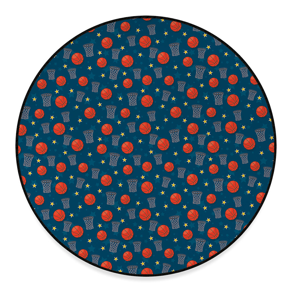 Basketball Theme Pattern Print Round Floor Mat