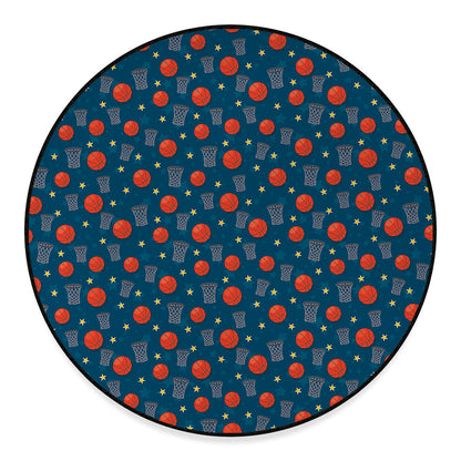 Basketball Theme Pattern Print Round Floor Mat