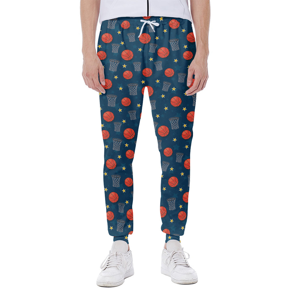 Basketball Theme Pattern Print Scuba Joggers