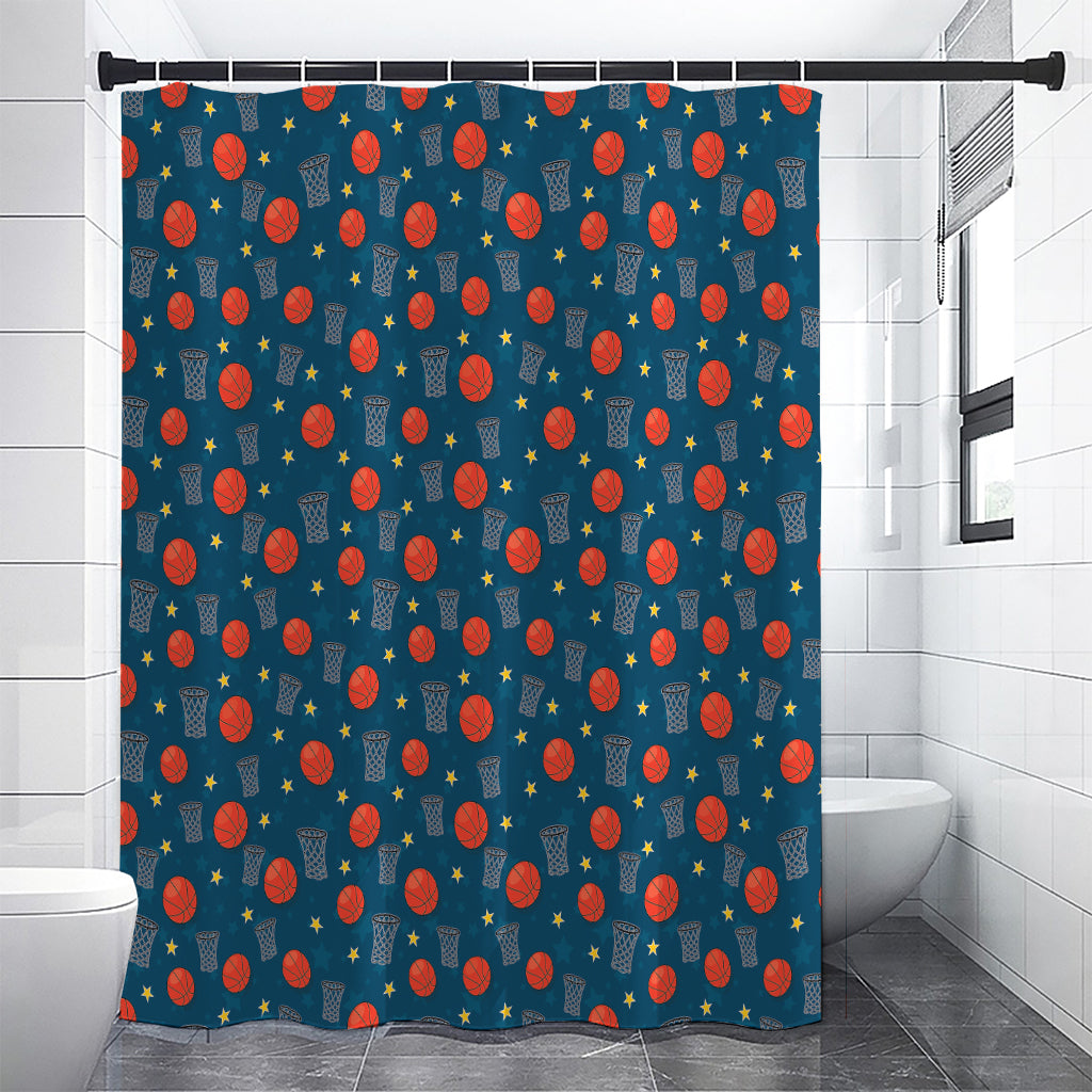 Basketball Theme Pattern Print Shower Curtain