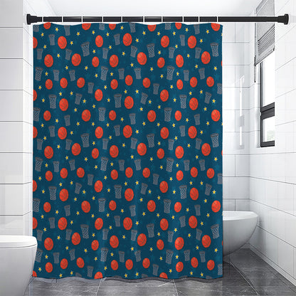 Basketball Theme Pattern Print Shower Curtain