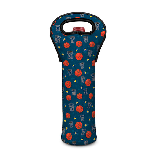 Basketball Theme Pattern Print Single Neoprene Wine Tote