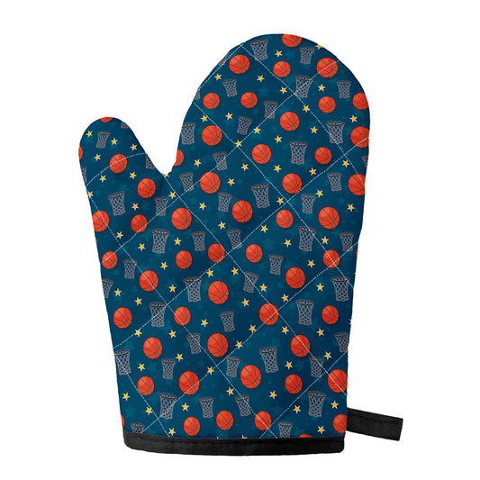 Basketball Theme Pattern Print Single Oven Mitt