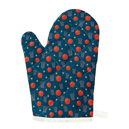 Basketball Theme Pattern Print Single Oven Mitt