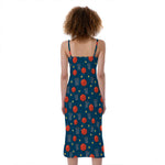 Basketball Theme Pattern Print Slim Fit Midi Cami Dress