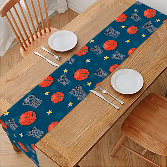 Basketball Theme Pattern Print Table Runner