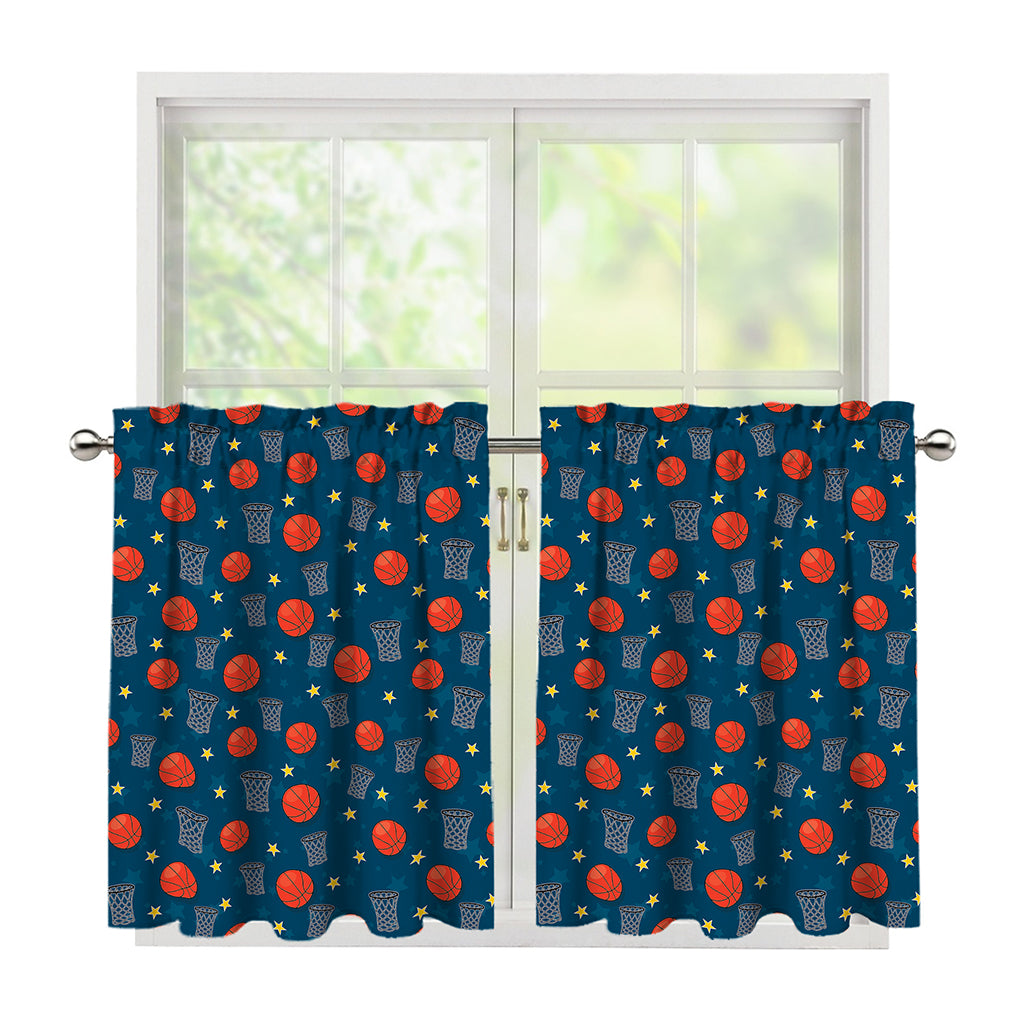 Basketball Theme Pattern Print Tier Curtains