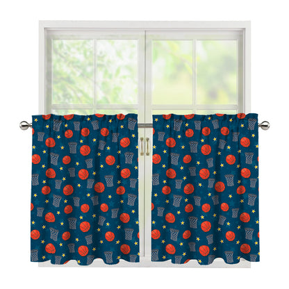 Basketball Theme Pattern Print Tier Curtains