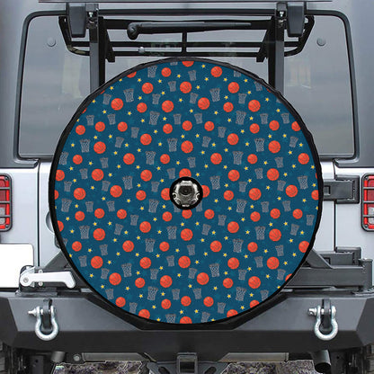Basketball Theme Pattern Print Tire Cover With Camera Hole