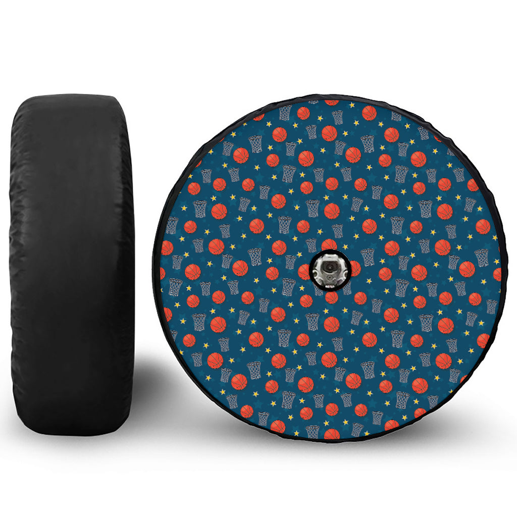 Basketball Theme Pattern Print Tire Cover With Camera Hole