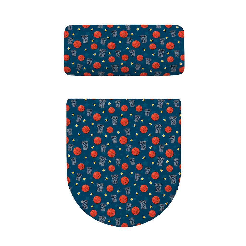 Basketball Theme Pattern Print Toilet Lid And Tank Cover Set