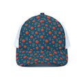 Basketball Theme Pattern Print White Mesh Trucker Hat