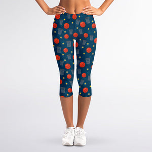 Basketball Theme Pattern Print Women's Capri Leggings