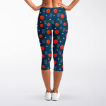 Basketball Theme Pattern Print Women's Capri Leggings