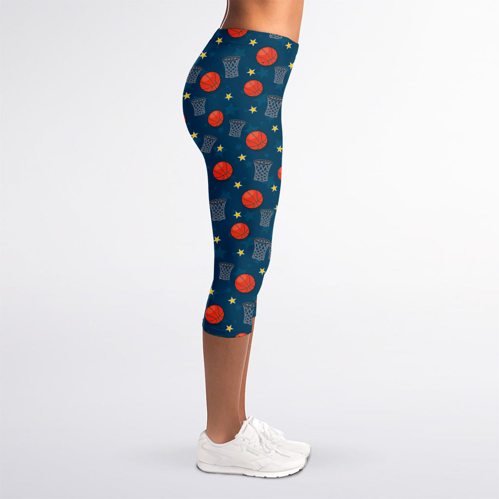 Basketball Theme Pattern Print Women's Capri Leggings