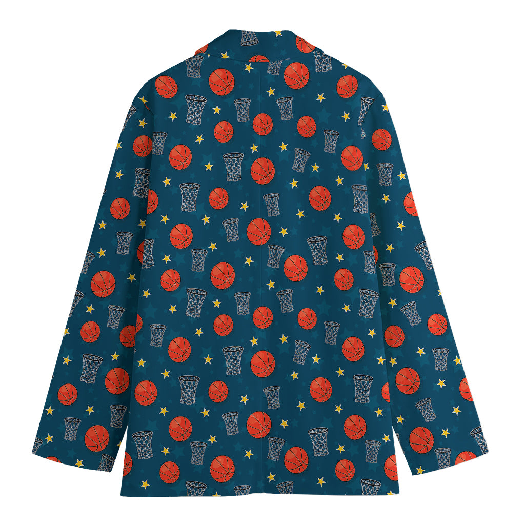 Basketball Theme Pattern Print Women's Cotton Blazer