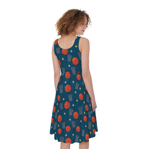 Basketball Theme Pattern Print Women's Sleeveless Dress