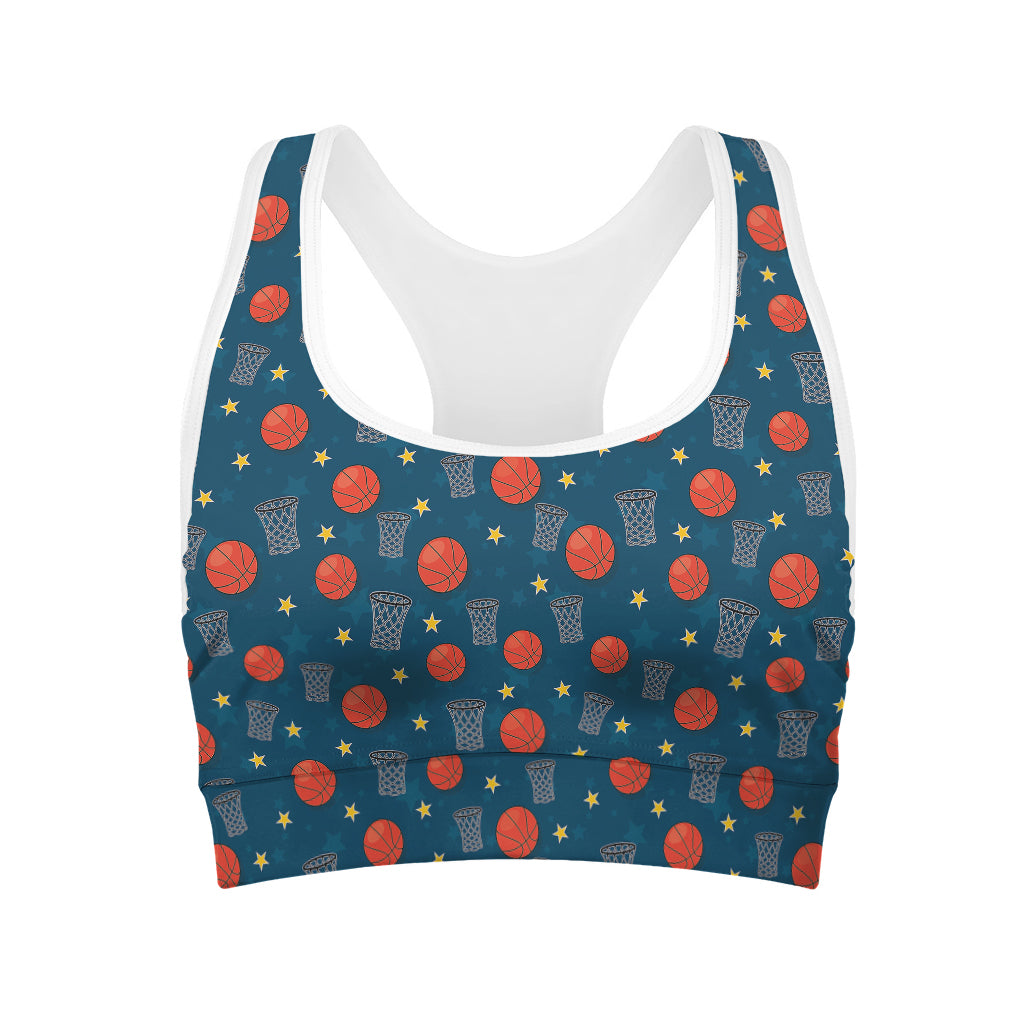 Basketball Theme Pattern Print Women's Sports Bra