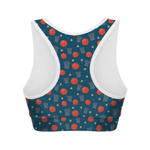 Basketball Theme Pattern Print Women's Sports Bra