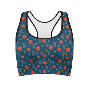 Basketball Theme Pattern Print Women's Sports Bra