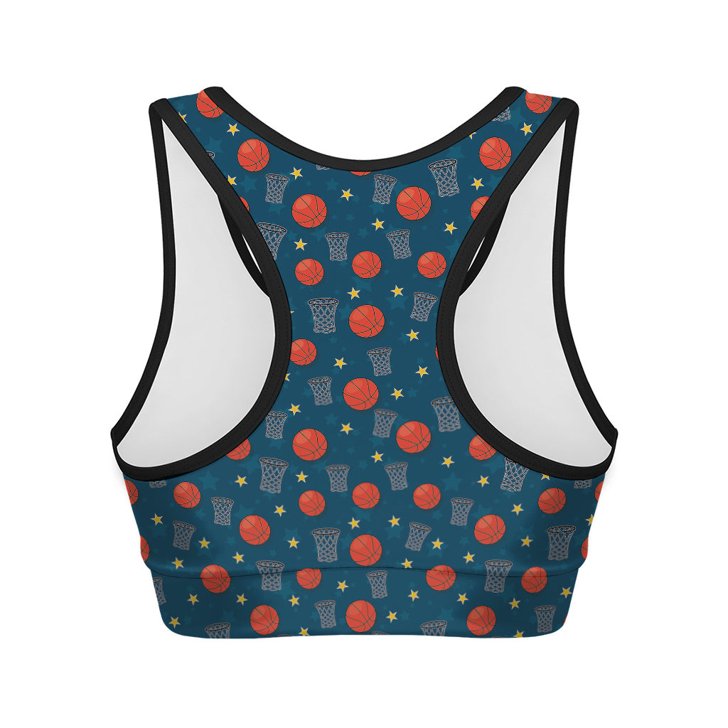 Basketball Theme Pattern Print Women's Sports Bra