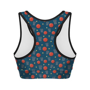 Basketball Theme Pattern Print Women's Sports Bra