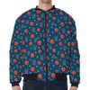 Basketball Theme Pattern Print Zip Sleeve Bomber Jacket