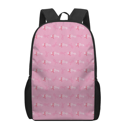 Be Strong Breast Cancer Pattern Print 17 Inch Backpack