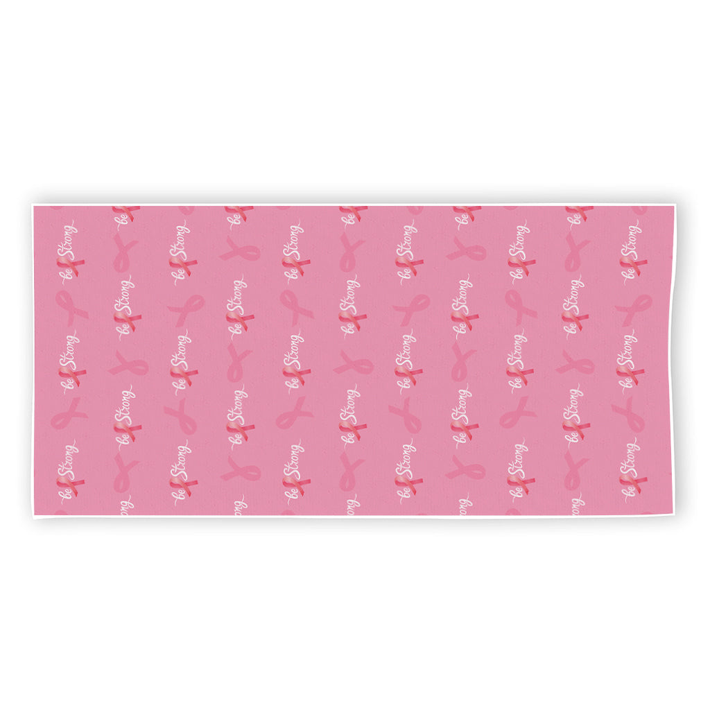 Be Strong Breast Cancer Pattern Print Beach Towel