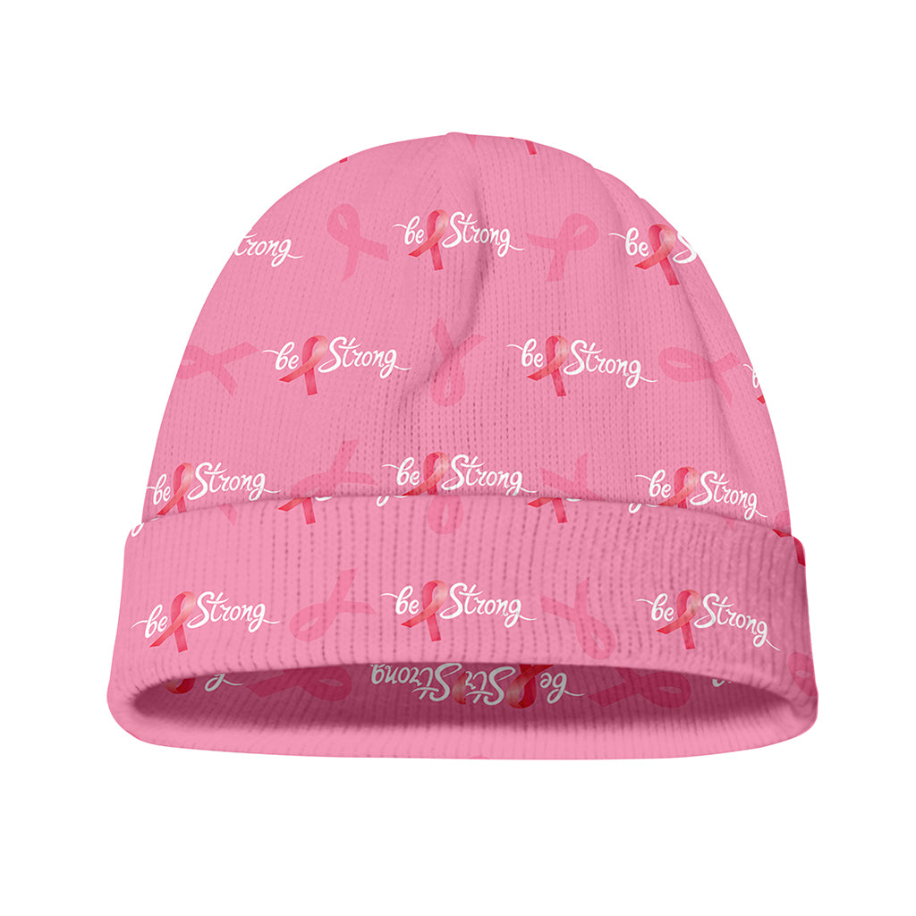 Be Strong Breast Cancer Pattern Print Beanie