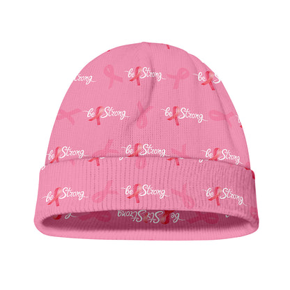 Be Strong Breast Cancer Pattern Print Beanie