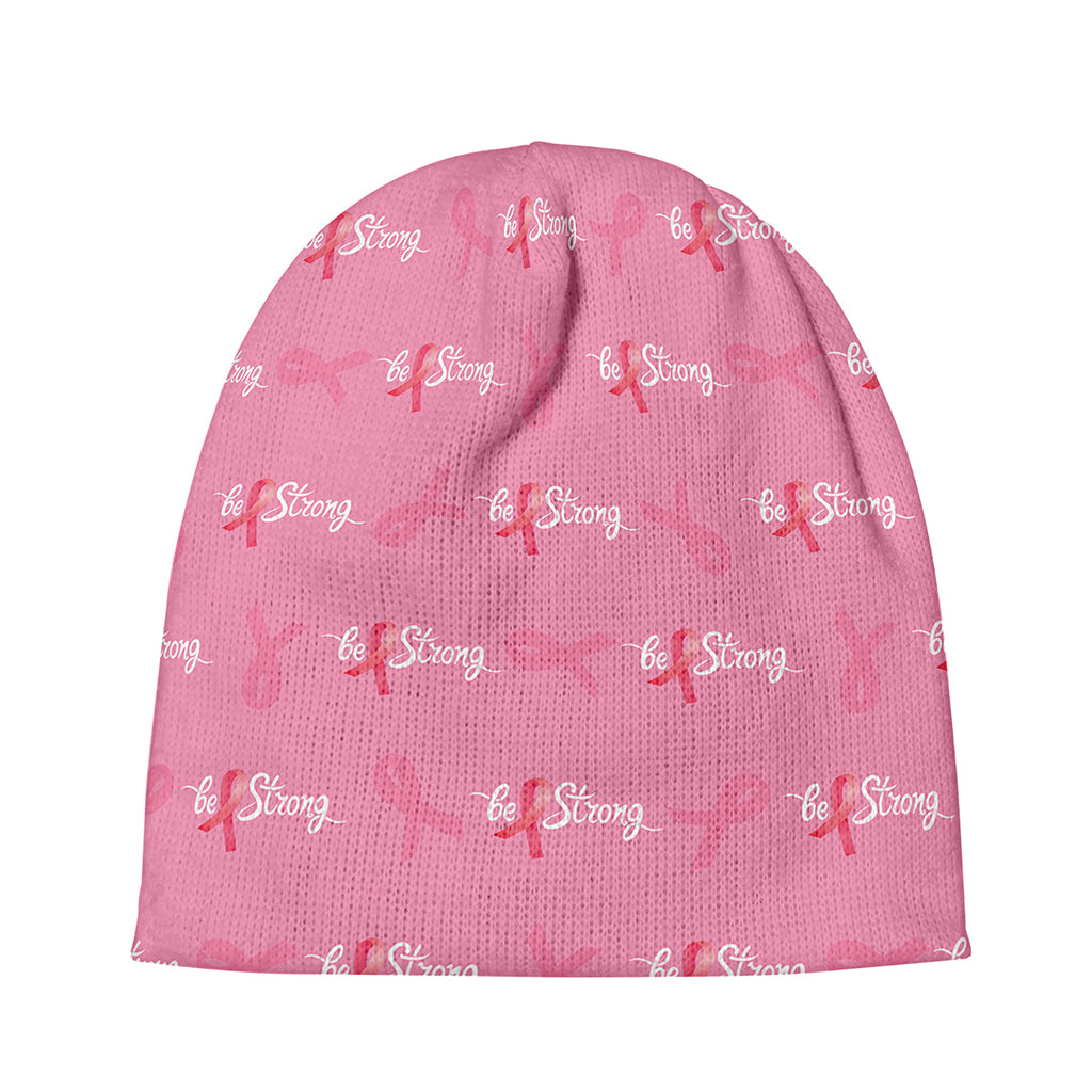 Be Strong Breast Cancer Pattern Print Beanie